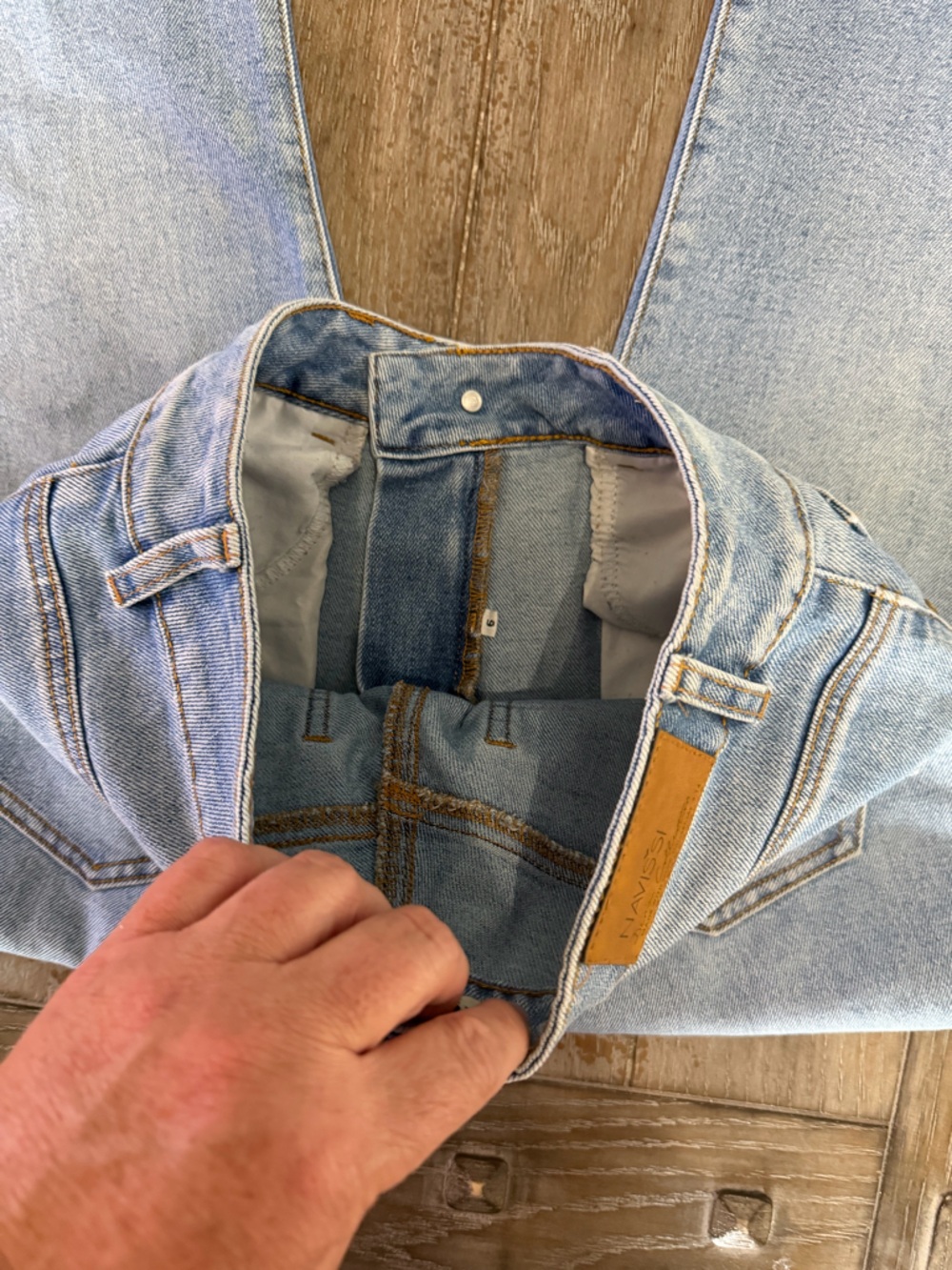 Navissi Light Blue Distressed Straight-Leg Jeans - Picture 7 of 11